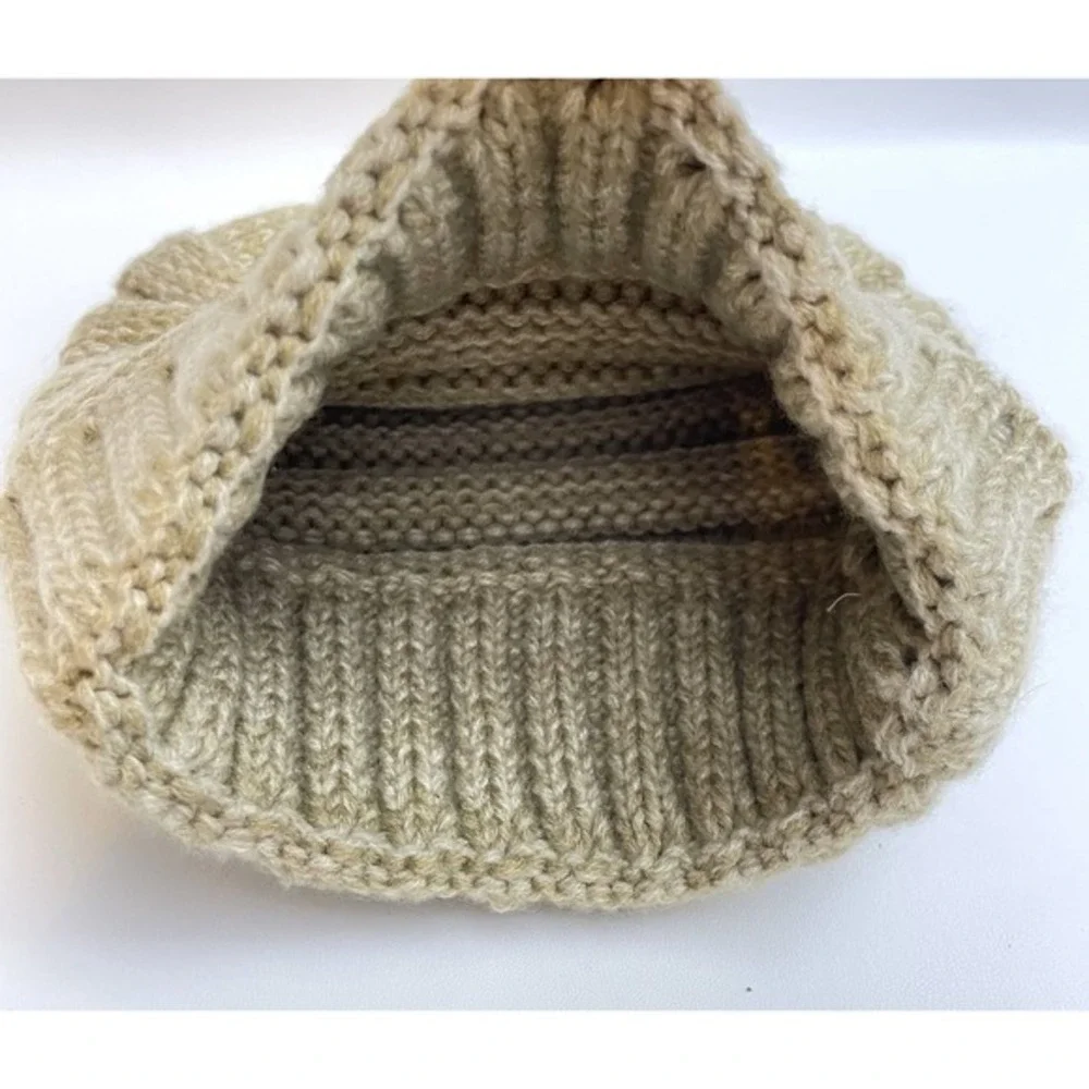 C.C. Women's‎ Chunky Knit Beanie One Size Tan Beige Hat Cap Stretch Winter